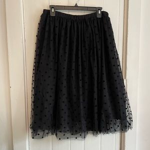 Banana Republic Black Polka Dot Midi Skirt
